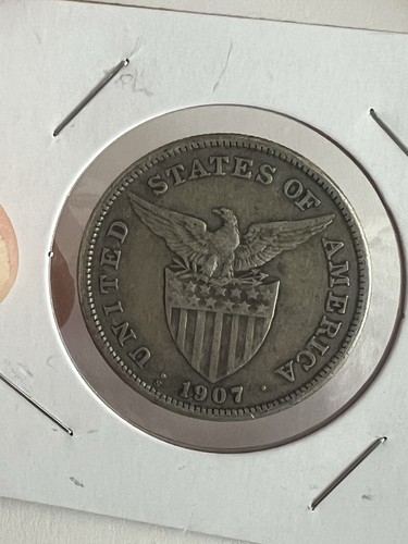 1907-S Philippines One Peso Silver Coin - Picture 2 of 2