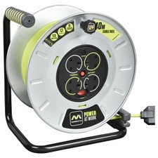 Masterplug ProXT 40m Metal Open Reel 4 Socket Extension Lead Visibility + Cable