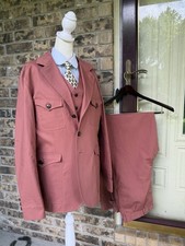 Cathcart London Cotton Action Back 3 Pc Belted Back Suit 38R SJC