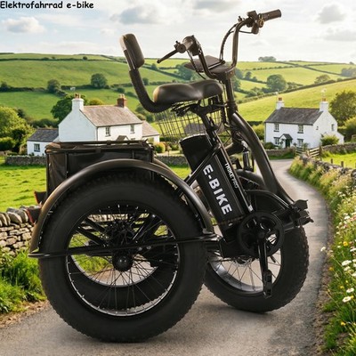 Elektro Dreirad Klappbar E-Trike 3 Rad Erwachsene 25km/h Fat Bike 48V Lastenrad