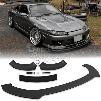 For Nissan 200SX S15 240SX S14 Front Bumper Lip Spoiler Splitter Painted Black
