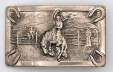 Bronco Belt Buckle Vintage 50's Justin Belt Co. Western Style Rodeo