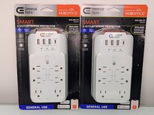 2 pk Commercial Electric 6-Outlet Smart Surge Protector with 4-USB Ports, White