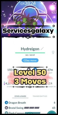 Pokémon Shiny Hydregion GO - Level 50 - 2 geladene Moves - mit Hintergrund 