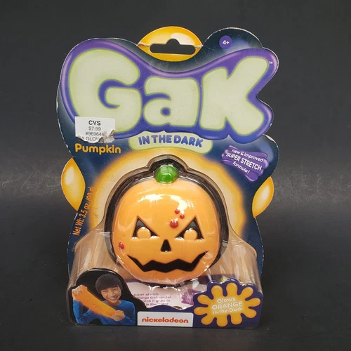 2014 Nickelodeon Stretch Gak Glow In The Dark Orange Pumpkin Jack-o-Lantern New