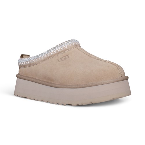 UGG TAZZ SAND SUEDE LINED SHEARLING MULE PLATFORM WOMEN'S SLIPPERS SIZE US 6 NEW - Picture 2 of 5
