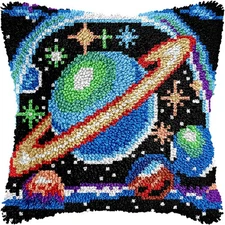Cosmic Planet Latch Hook Kits Pillow Making Sofa Cushion Cover, Pillowcase Cr...