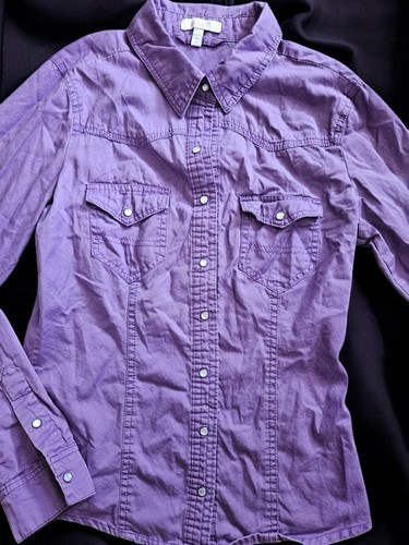 * DELIA*S Purple Snap Front Shirt Ladies SMALL Pockets - Picture 2 of 4
