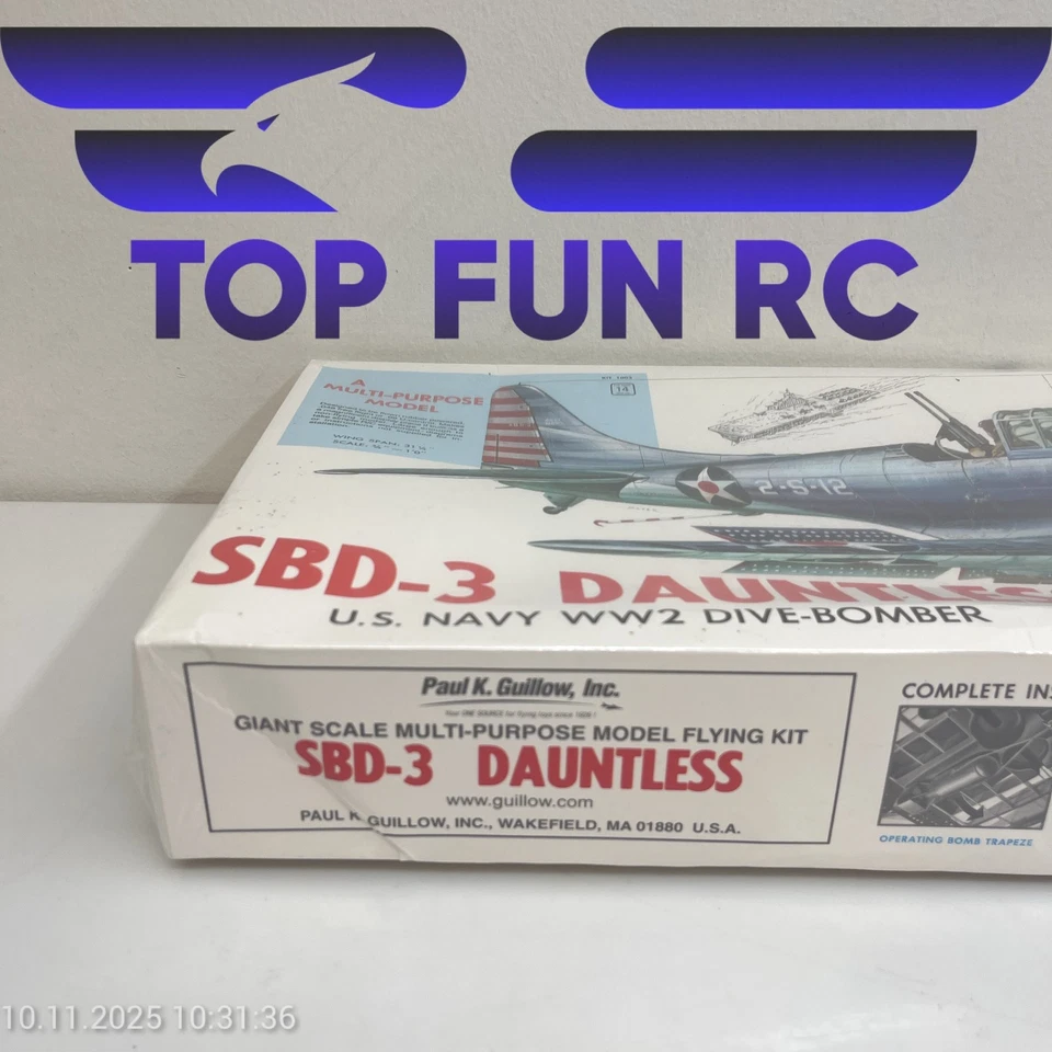 GUILLOW'S GIANT SCALE BALSA FLYING MODEL KIT SBD-3 DAUNTLESS WW2 DIVE BOMBER  - Image 4 of 4