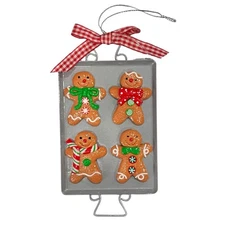 Gingerbread Cookies On Metal Baking Tray Christmas Tree Ornament