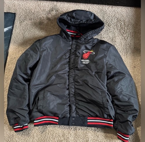 NBA Miami Heat Reversible Full Snap Hooded Fleece/Polyester Jacket By J H Large