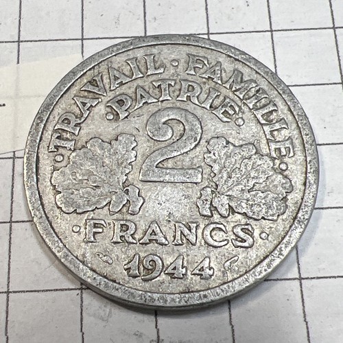 Moneda de 2 francos Francia 1944 aluminio francesa Segunda Guerra Mundial - Envío gratuito - Imagen 2 de 6