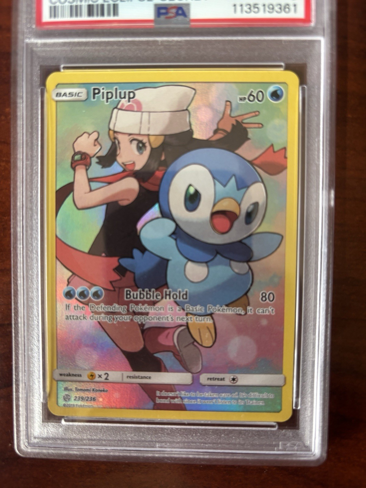 2019 Pokemon Piplup Secret FA Sun & Moon Cosmic Eclipse 239/236 PSA 9