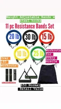 11 PCS Resistance Band Set Yoga Pilates Abs Exercise Fitness Tube Workout Bands