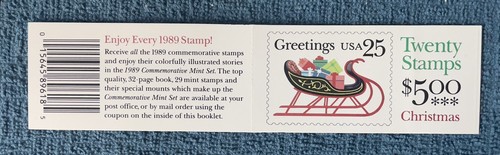 Scott 2429a, 25c Christmas Sleigh, Booklet Pane, MNH - Picture 2 of 2