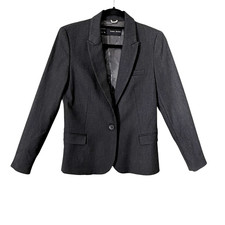 Zara Basic Women's Charcoal Gray Office Siren Single Breast Blazer Jacket Medium