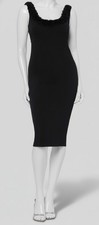 Betsy  Adam Womens Black Ruffled Sheath Sleeveless Dress Size 4