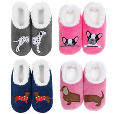 Snoozies! pairables Cats & Dogs Womens Slippers Sherpa Fleece Non-Slip sole