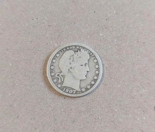 US Coins 1907 Barber Quarter