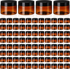 100 Pcs 4 Oz Amber Plastic Cosmetic Jars with Lids Empty Leak Proof Container Re