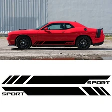 For Dodge  Challenger Glossy Black Side Skirt  Stripe Decal Sticker 2PCS