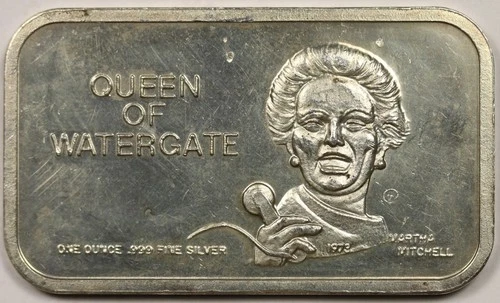 Queen of Watergate Martha Mitchell .999 Fine Silver Art Bar 1 oz