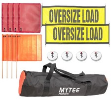 Magnetic Oversize Load Sign Kit 15 Pc Mesh Banner Flag Construction Mytee w Wood