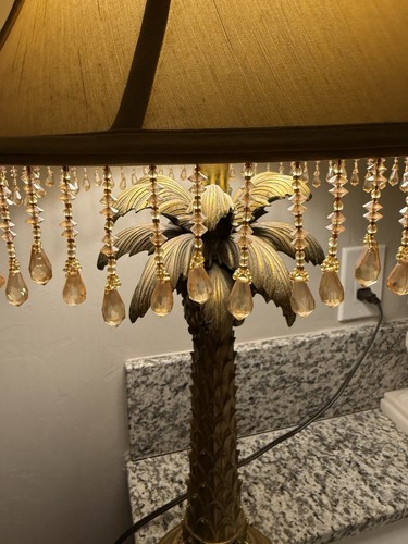 Vintage 60er Palmenlampe mit Perlen Fransen Schirm Unikat Tisch Antik Nachttisch - Bild 19 von 20