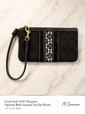 Coach Vintage Hampton Signature Wristlet 41047 Black Jacquard EUC