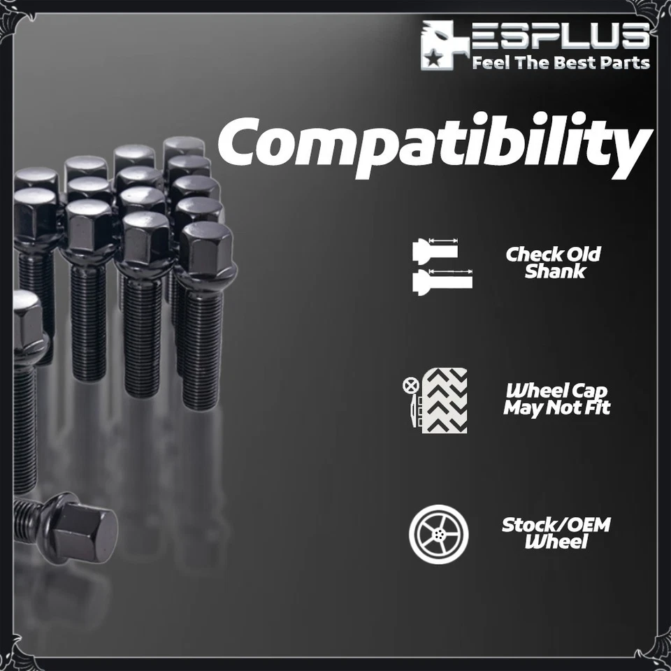 20 pernos de tuerca Volkswagen 14x1,5 negro 55 mm aptos para Bora/CrossFox/Vento con espaciador 25-29 Foto 4 de 4