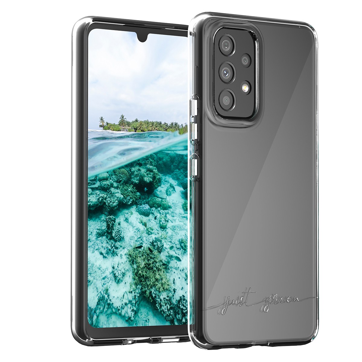 Coque Galaxy A53 5G silicone souple transparent Just Green Infinia