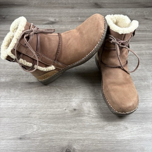 UGG Australia La Jolla Booties Women 9 Brown Leather Sheepskin Ankle Boots 5587