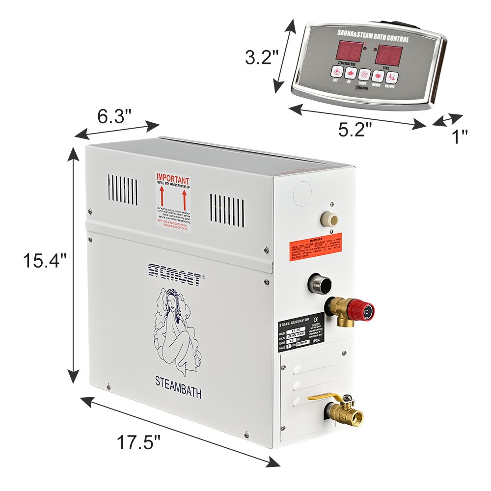 6KW 220V Steam Generator ST-135M Controller 77℉-131℉ Home SPA Sauna Bath Shower