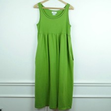 Vintage M Dress Midi Green 90s FLAW Cottagecore Grunge Homestead Sundress Cotton