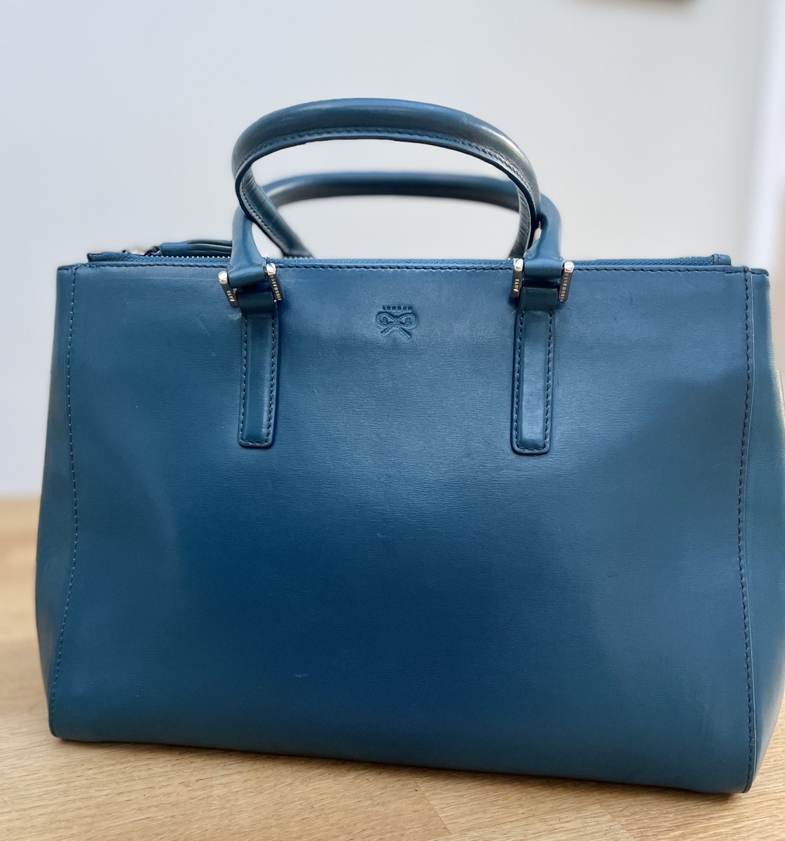 Designer ANYA HINDMARCH Ebury Teal leather Handbag Shoulder Bag 31