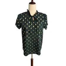 Shein short sleeve animal print blouse dark green, gold, black women's medium