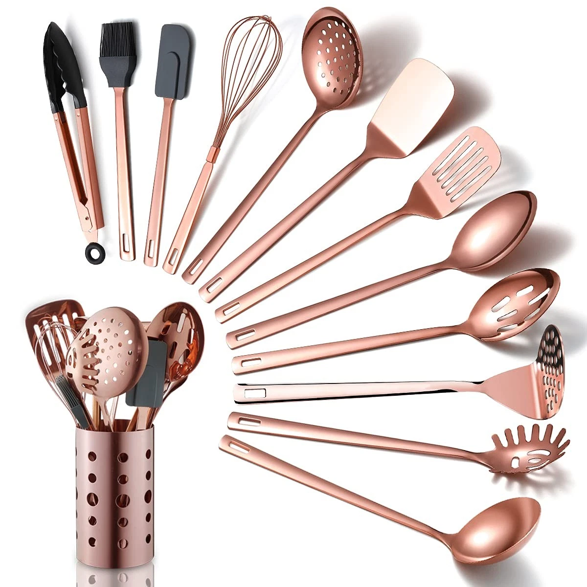 Copper Kitchen Utensils Set,13 Pieces Stainless Steel Cooking Copper-13 Piece