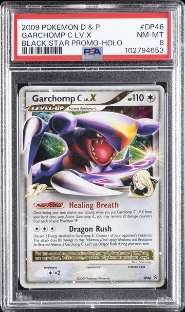 2009 POKEMON DIAMOND & PEARL BLACK STAR PROMO HOLO #DP46 GARCHOMP C LV.X PSA 8