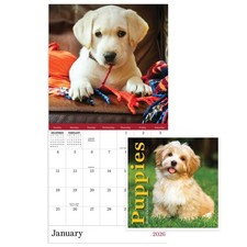 2026 Puppies Mini Calendar with Monthly Grids for Appointments and Scheduling...