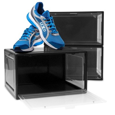 Schuhaufbewahrungsbox Schuhkisten Sneaker Box stapelbar Gr.47 Schwarz 3x Lex21