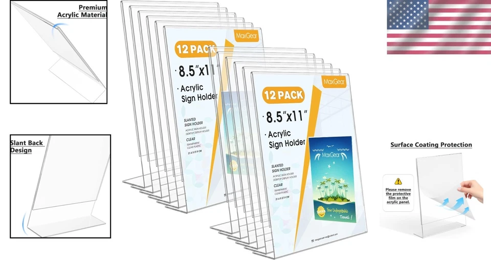 亚克力台面标志夹,8.5x11,12 包 — 第 2/4 张图片