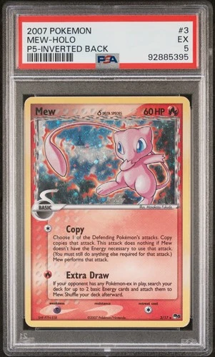 2007 POKEMON POP SER 5 INVERTED BACK #3 MEW-HOLO PSA 5