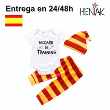 Pijama bebe Harry Potter Gryffindor body manga corta pantalon y gorro ropa niño
