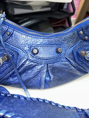 Balenciaga Le Cagole XS Blue Metallic Leather Shoulder Bag | eBay