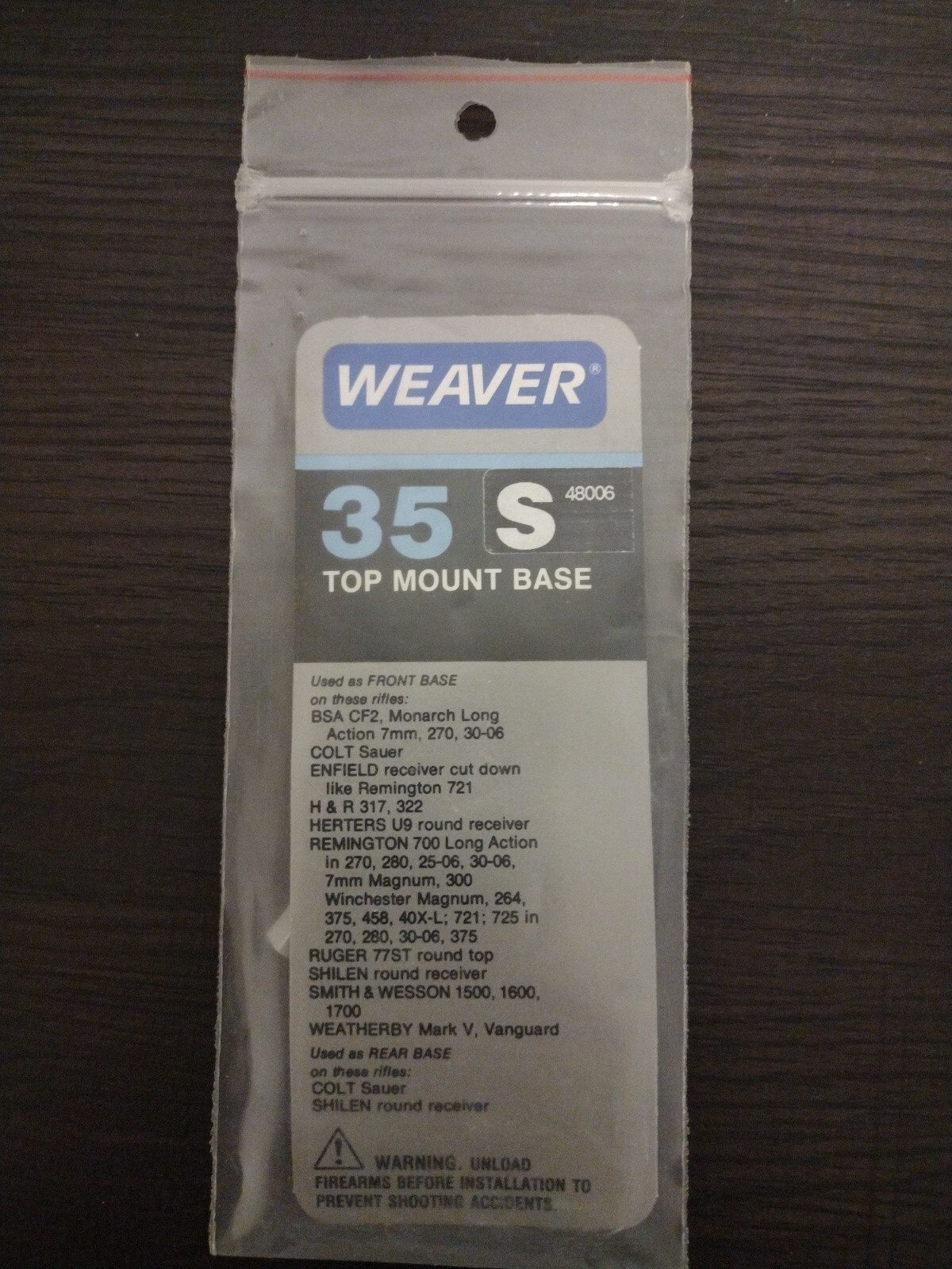 Weaver Hunting Base Top Scope Mounts 35 Aluminum Silver 48006
