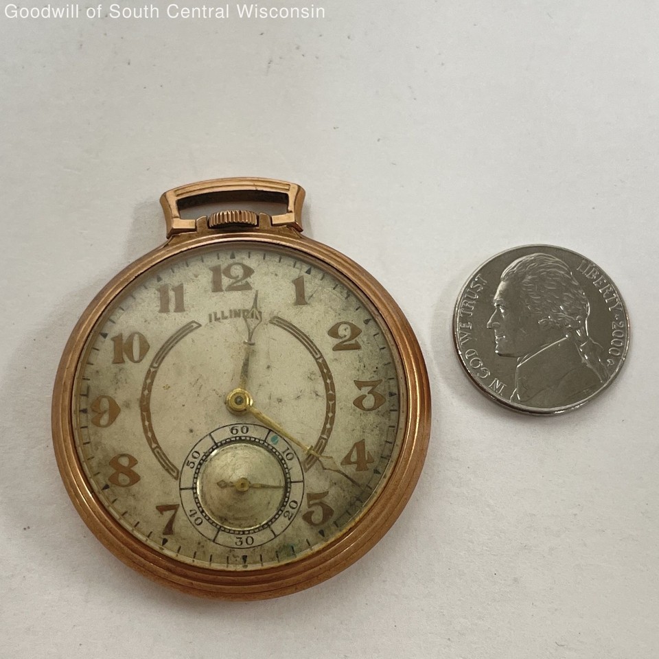 Vintage Illinois Gold Plated Pocket 19 Jewels Watch " Working" eBay
