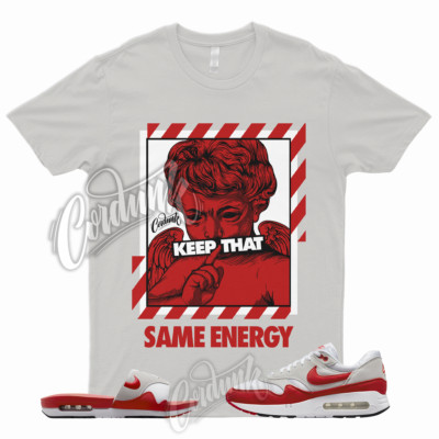ENERGY Shirt to Match Air Max 1 86 OG Big Bubble University Red Slide Sport Grey