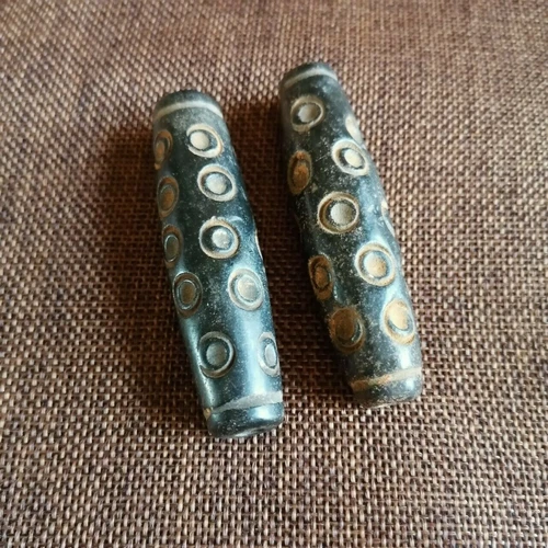 2X Chinese Culture Meteorite Beads Exquisite Hand-Carved Pendant Hongshan - Picture 3 of 10