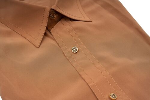 1400$ LUXURY MAROL BOLOGNA Shirt Orange 100% COMO SILK Crèpe 15.5 - 39 - Picture 4 of 6