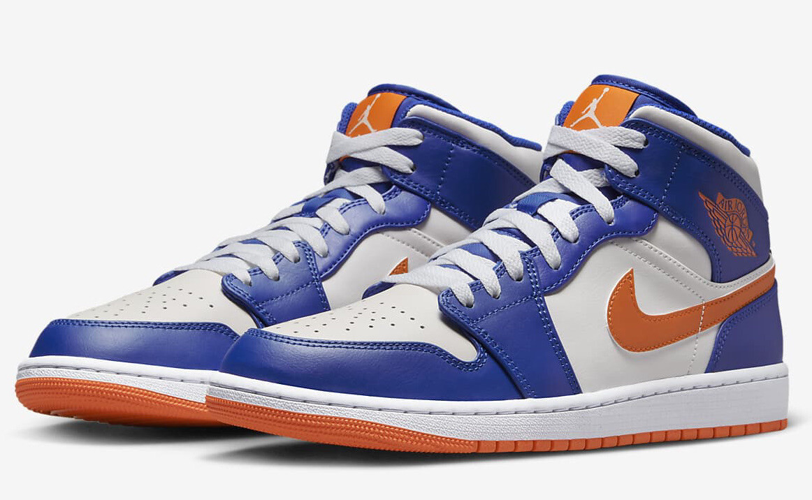 Nike Air Jordan 1 Mid Knicks Blue Orange FD1029-400 Men's Nike Air Jordan 1 Mid Knicks Blue Orange FD1029-400 Men's